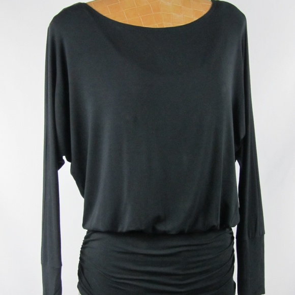 Boston Proper Black Dolman Ruched Top XS Stretch - Picture 1 of 8